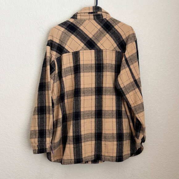 Lucky Brand Womens Orange & Black Plaid Button-Up Shirt Jacket Large Outdoor - Picture 5 of 8